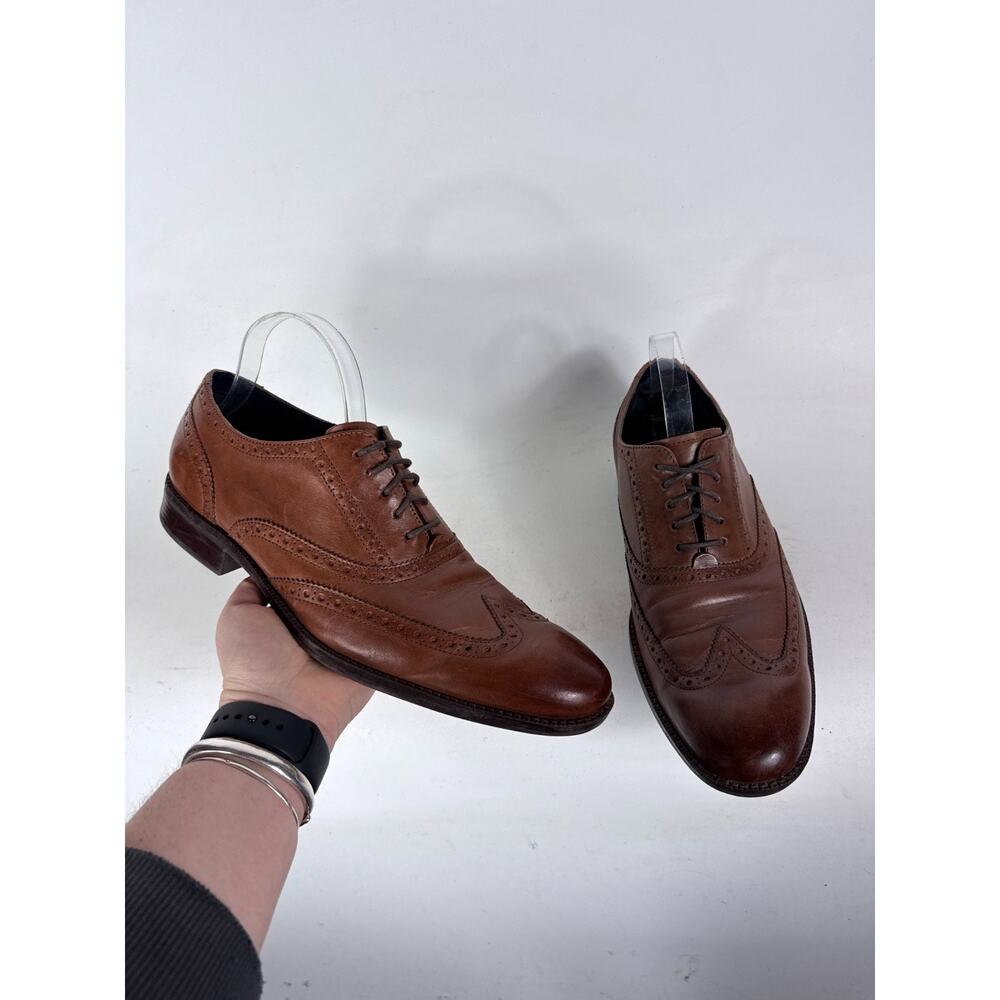 Cole Haan Wayne Wingtip Oxford Shoes Men's 11 Brown Leather Low Top Block Heel